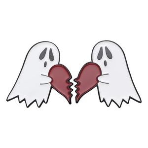 6/$30 Two Ghosts With Split Heart Enamel Pin Set